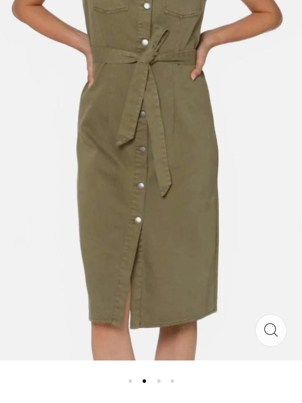 Velvet Heart Olive Button-Front Midi Dress